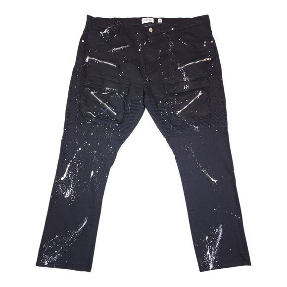 FWRD Denim Mens Paint Splatter Jeans Size 48 Inseam 33 Black White Stretch Denim - Picture 1 of 10
